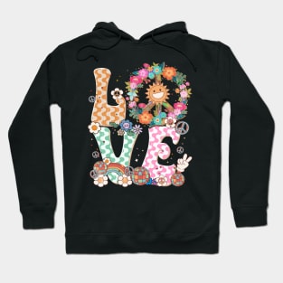 Peace Sign Love 60s 70s Costume Groovy Hippie Theme Party Hoodie